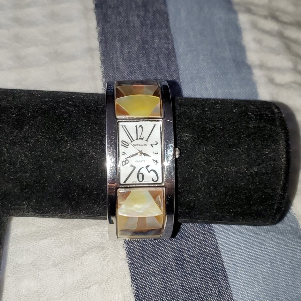 Versales Silvertone Mother of Pearl/Abalone Watch